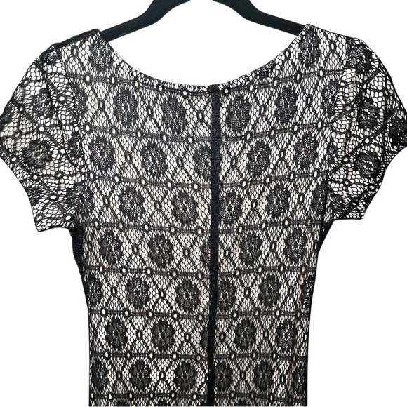 Harlow Dresses Black Lace‎ Maxi Dress Sheath Belted Short Sleeve Size 8 - Picture 6 of 8